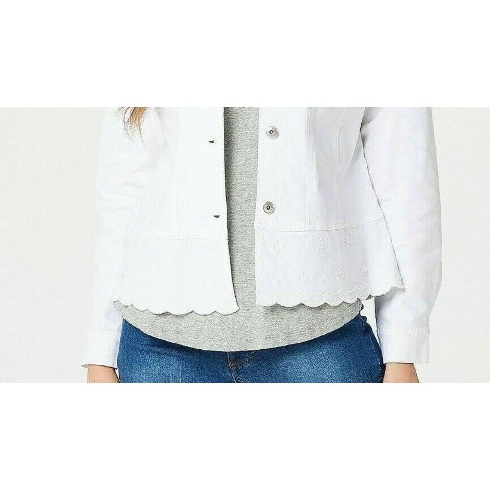 Studio by Denim & Co. Twill Jean Jacket White XS - Picture 2 of 3